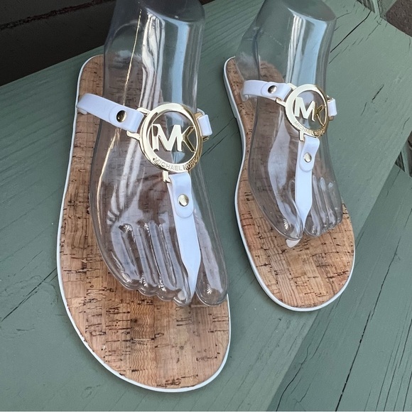 Michael Kors White Charm Jelly Cork Wonens Summer Sandals size 9M - Picture 4 of 5
